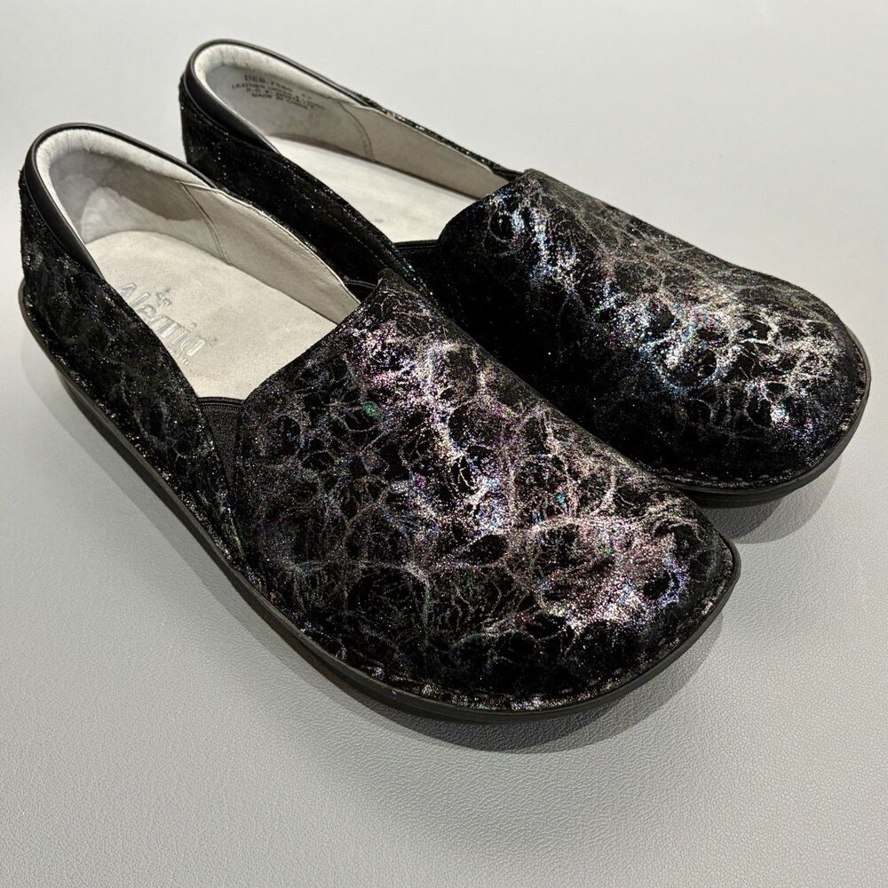 Alegria Debra Clogs Iridescent Multicolor Suede Leather Shoes EU 42 US 11.5-12